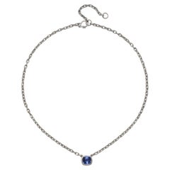 Faye Kim Zeitgenössische Ceylon-Saphir-Halskette aus Platin mit Lünette, 4,33ct