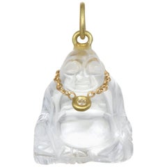 Buddha-Halskette aus 18 Karat Gold, Diamanten und Kristall von Faye Kim