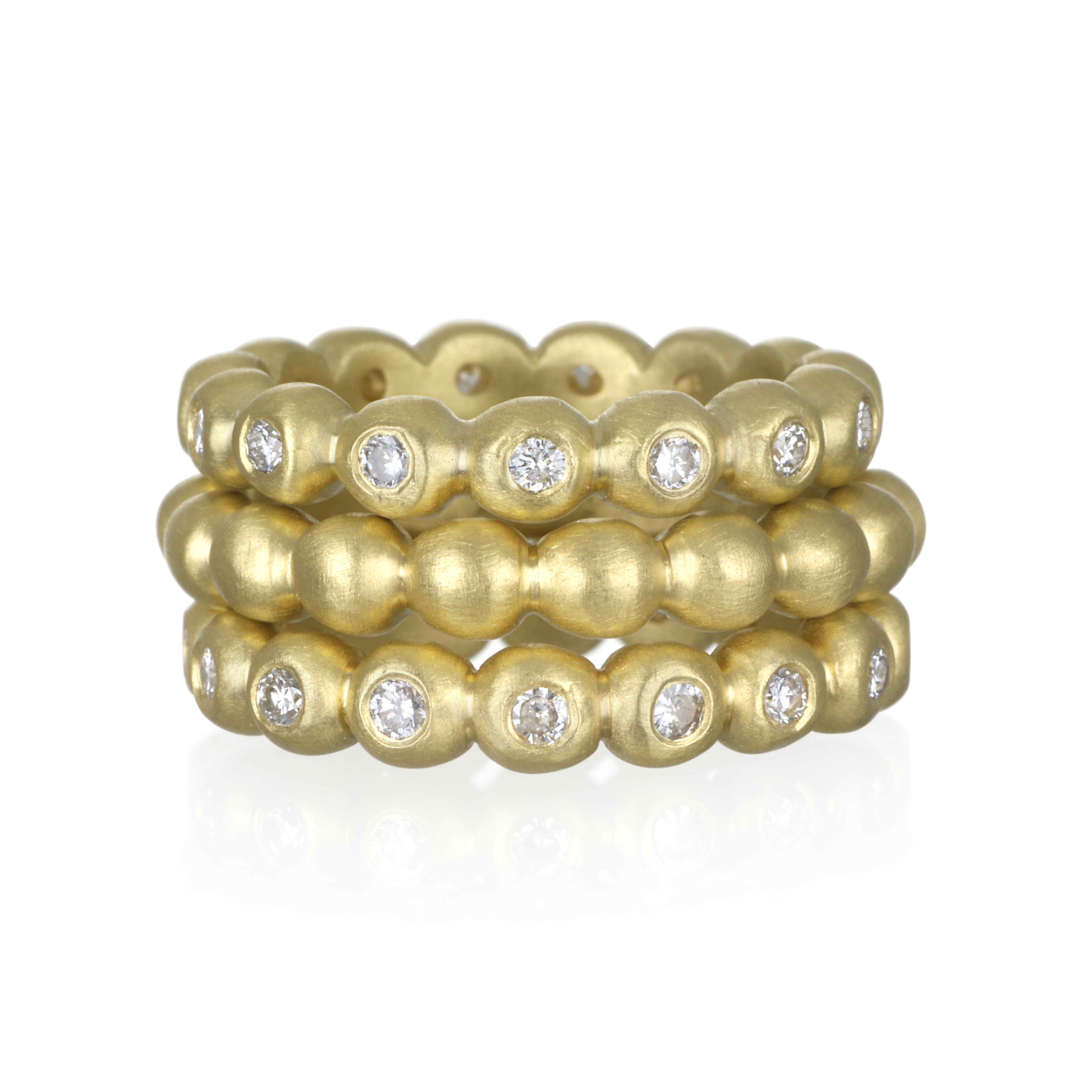 Contemporary Faye Kim 18 Karat Gold Diamond Small Granulation Bead Ring For Sale