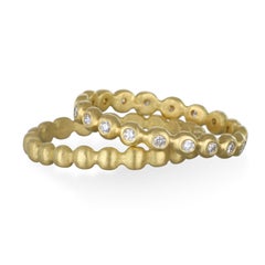 Faye Kim 18 Karat Gold Diamond Small Granulation Bead Ring, Size 8