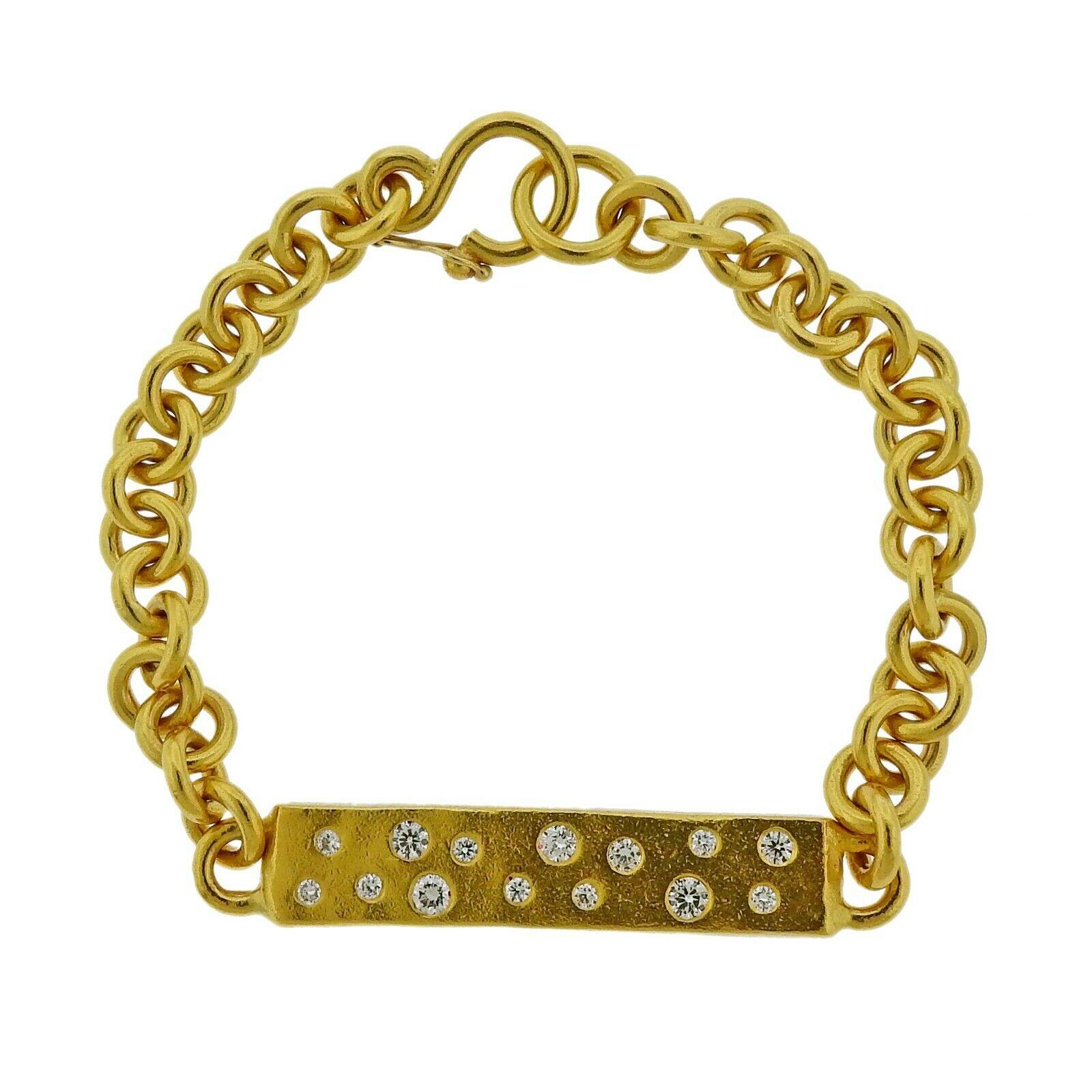 Women's or Men's Faye Kim Diamond Gold Tag Bracelet