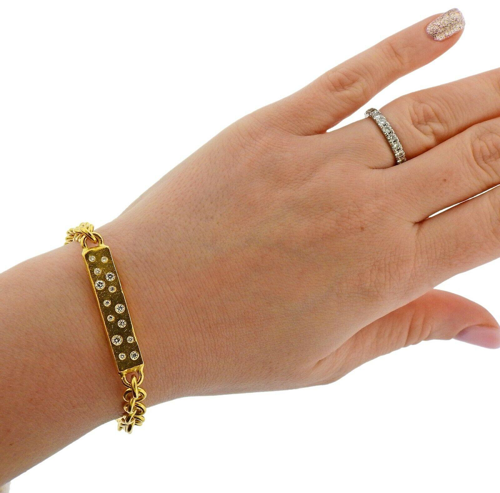 Faye Kim Diamond Gold Tag Bracelet 1