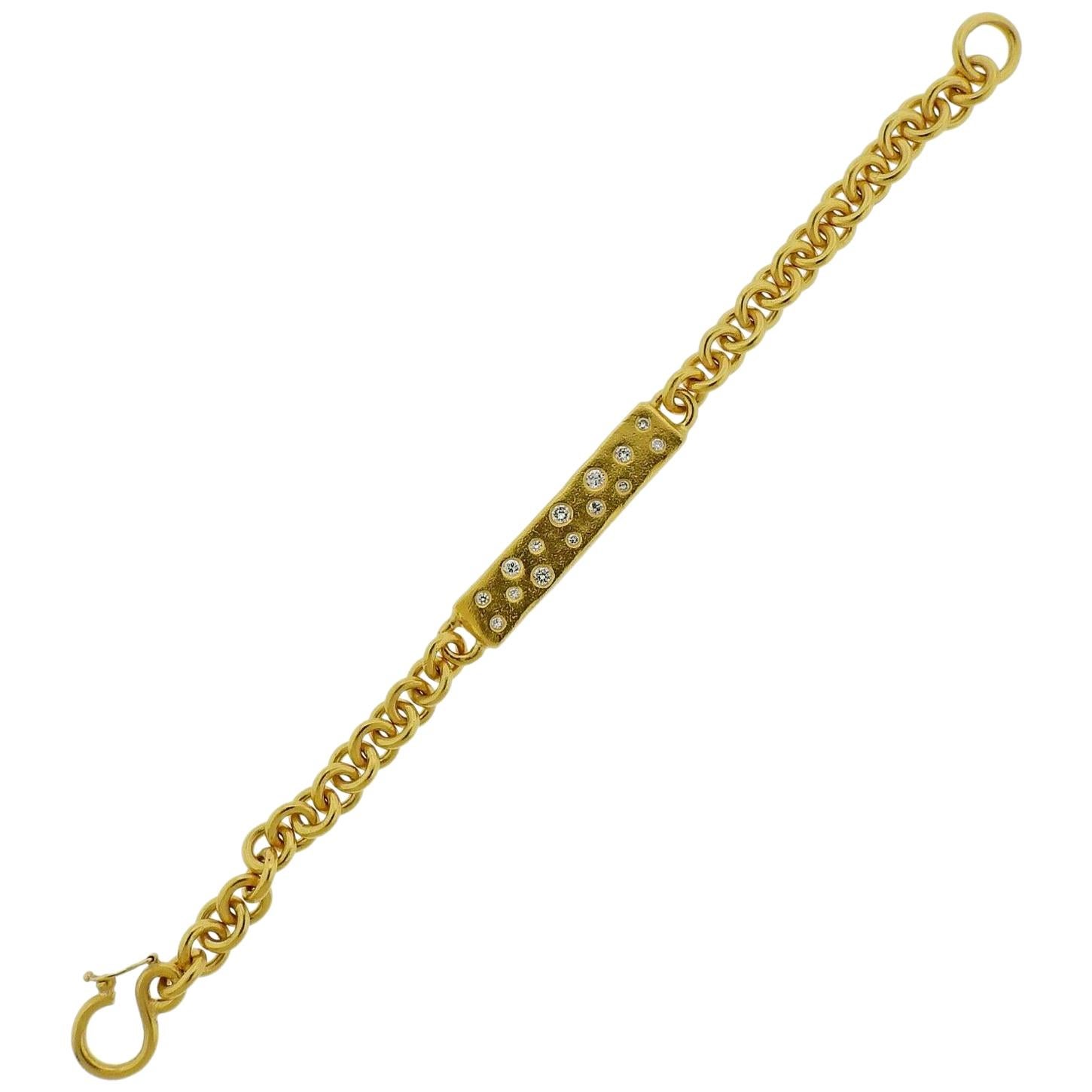 Faye Kim Diamond Gold Tag Bracelet
