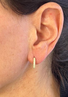 Faye Kim Diamond Micro Pave Diamond Hoops with Posts