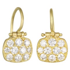 Faye Kim 18 Karat Gold Micro Pave Diamond Chiclet Earrings