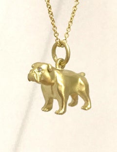 Faye Kim 18k Gold English Bulldog Charm with Diamond Eyes