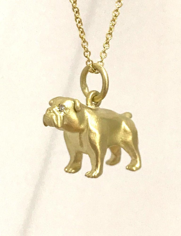 Faye Kim 18k Gold English Bulldog Charm with Diamond Eyes at 1stDibs