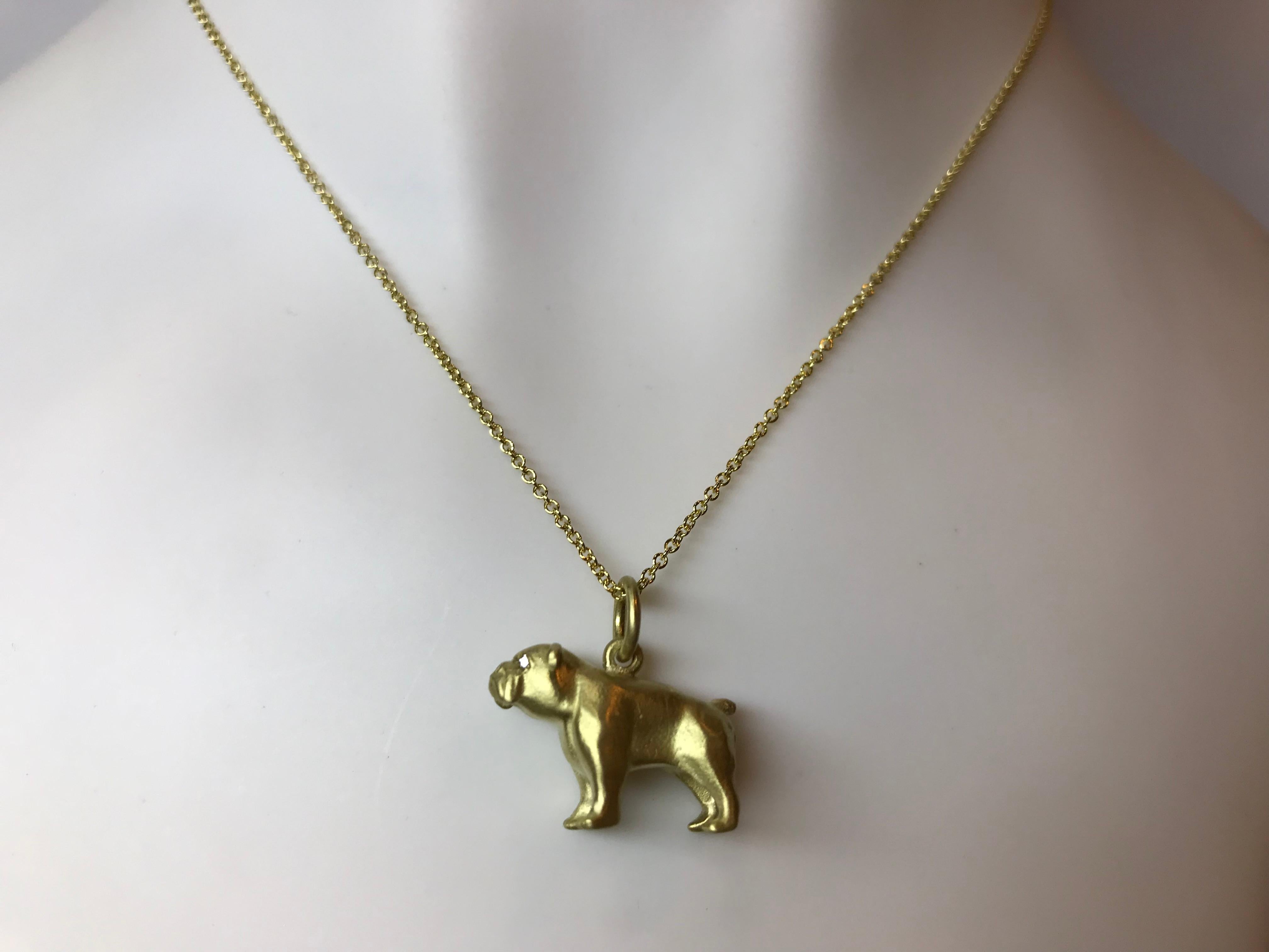 Round Cut Faye Kim 18k Gold English Bulldog Charm with Diamond Eyes