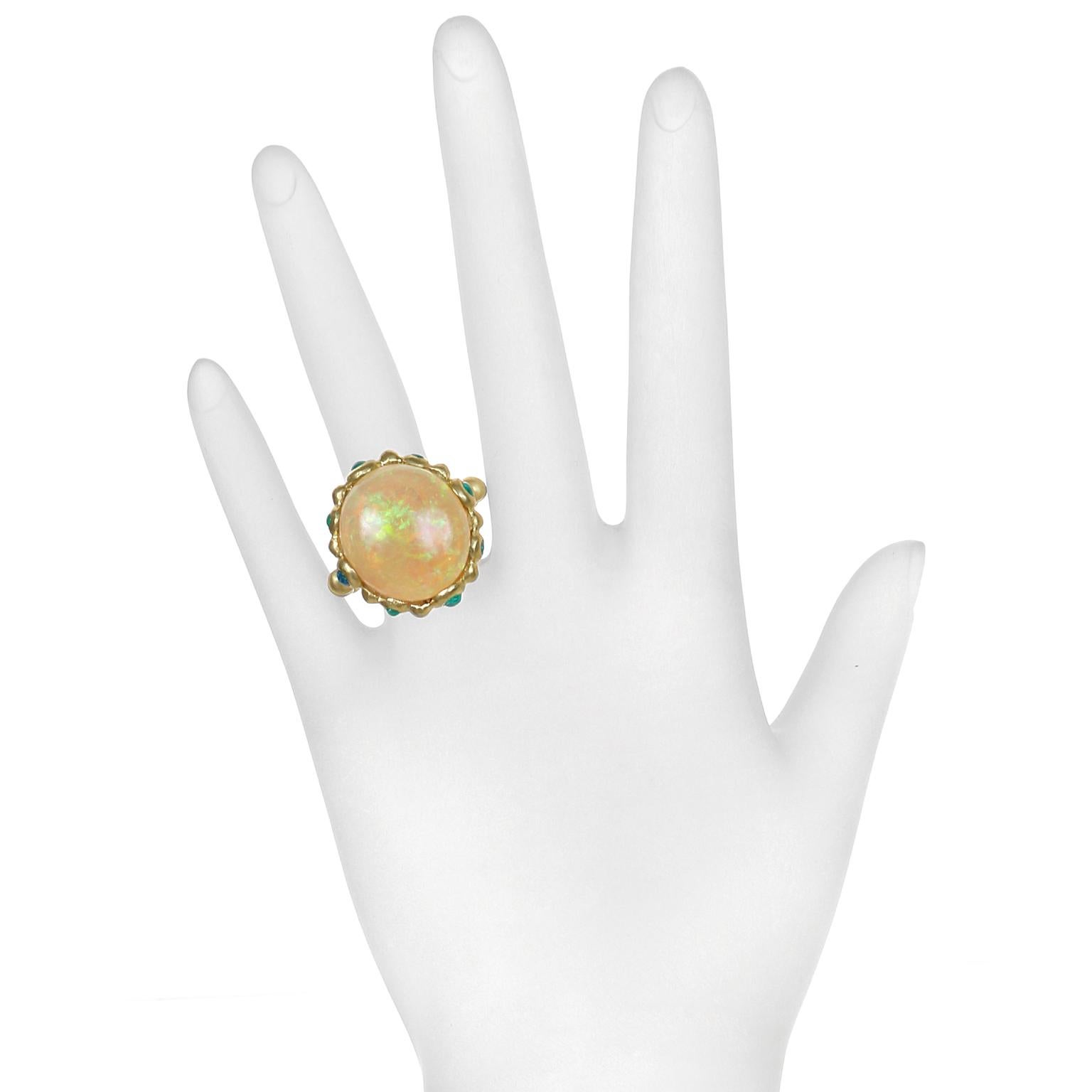 Contemporary Faye Kim Ethiopian Opal and Paraiba Tourmaline Ring