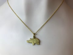 Faye Kim Green Gold Rhino Charm with Diamond Eye