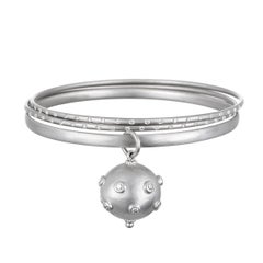 Faye Kim Matte Platinum and Diamond Burnished Bangle Bracelet