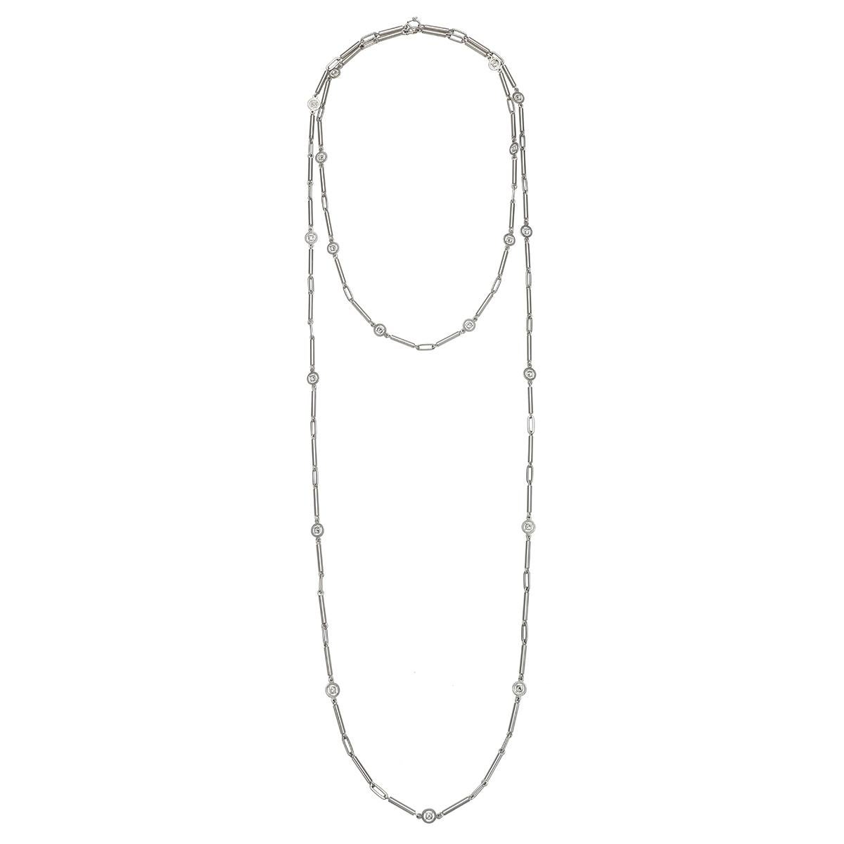 Faye Kim Matte Platinum Diamond Pinwheel Lariat For Sale 2