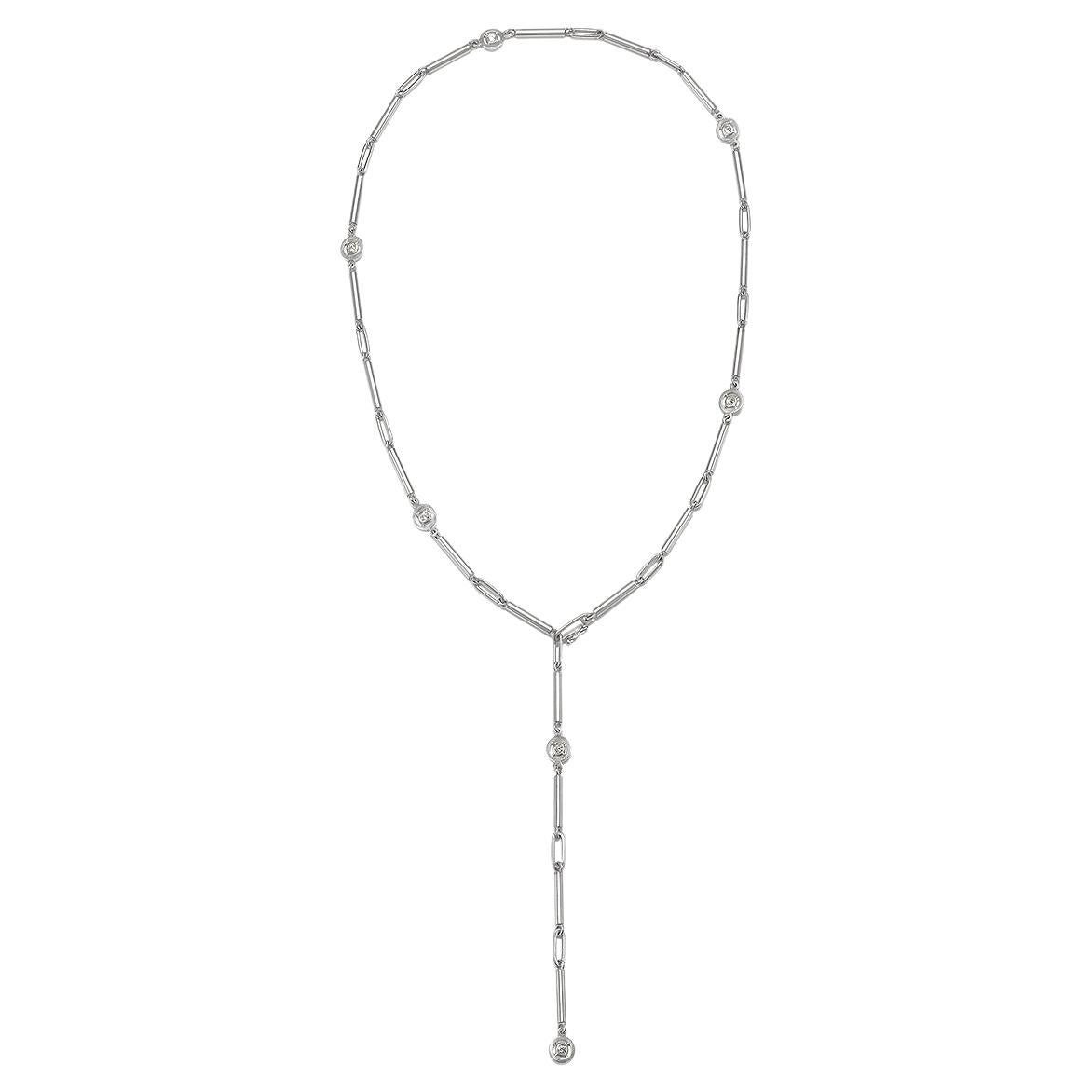 Faye Kim Matte Platinum Diamond Pinwheel Lariat For Sale