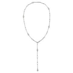 Faye Kim Modern 26" Matte Platinum Diamond Pinwheel Lariat Necklace