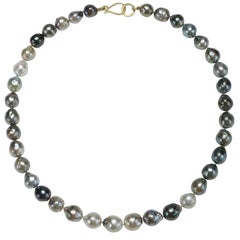 Faye Kim 18k Gold Black Tahitian Baroque Cultured Pearl Necklace