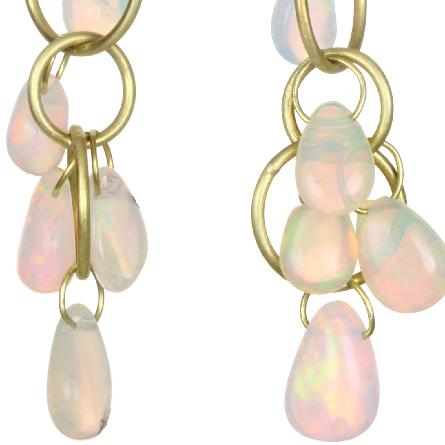 Modern Faye Kim 18k Gold Opal Briolette Earrings