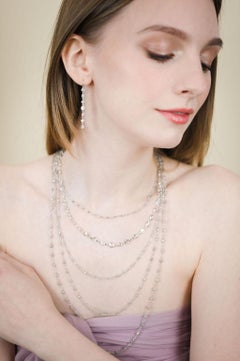 Faye Kim Platinum and 18K White Gold Hand-wrapped Lavender Diamond Bead Necklace