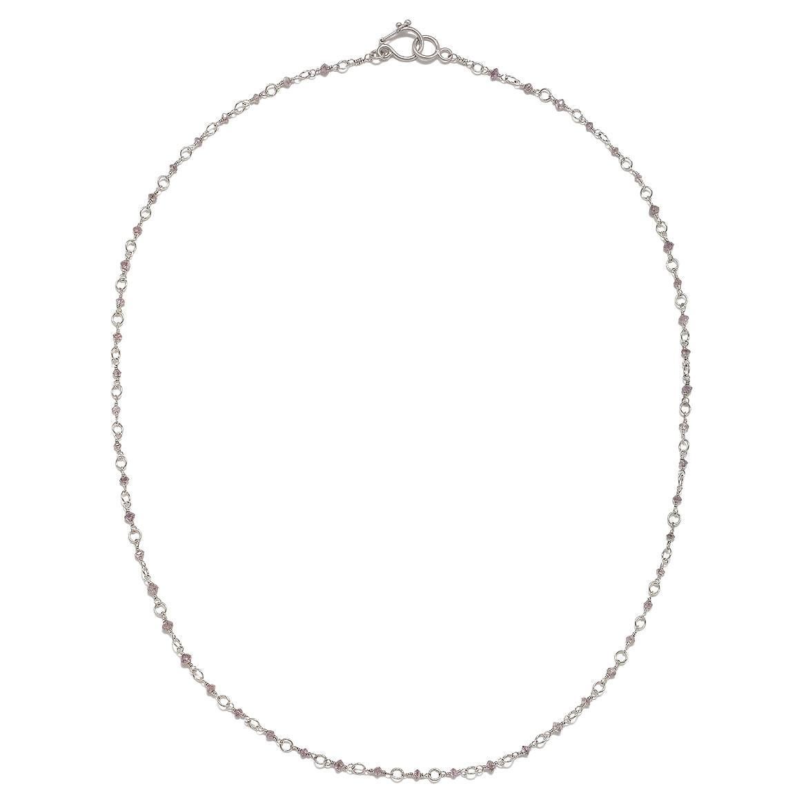 Faye Kim Platinum and 18K White Gold Hand-wrapped Lavender Diamond Bead Necklace For Sale