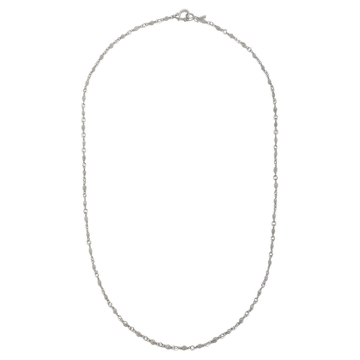 Faye Kim Platinum Handwrapped Bead Necklace -23" For Sale