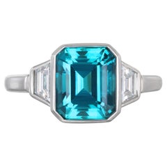 Faye Kim Platinum 3.65cts Indicolite Tourmaline Diamond Ring, size 7.75