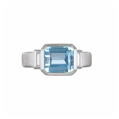 Used Faye Kim Platinum Aquamarine Diamond Ring