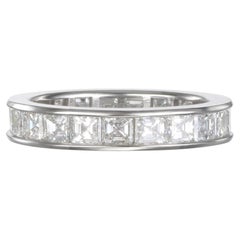 Faye Kim Platinum Asscher Diamond Eternity Channel Ring, 3.25ctw