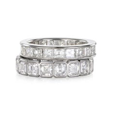 Faye Kim Platinum Asscher Diamond Eternity Channel Ring