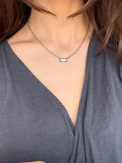 Faye Kim Platinum Bar Set Aquamarine Pendant Necklace - 1.8 Carats