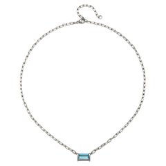 Faye Kim Platinum Bar Set Aquamarine Pendant Necklace - 1.8 Carats