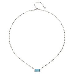 Faye Kim Platinum Bar Set Aquamarine Pendant Necklace, 1.8 Carats