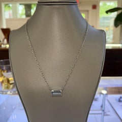 Faye Kim Platinum Bar Set Aquamarine Pendant Necklace - 6.2 Carats