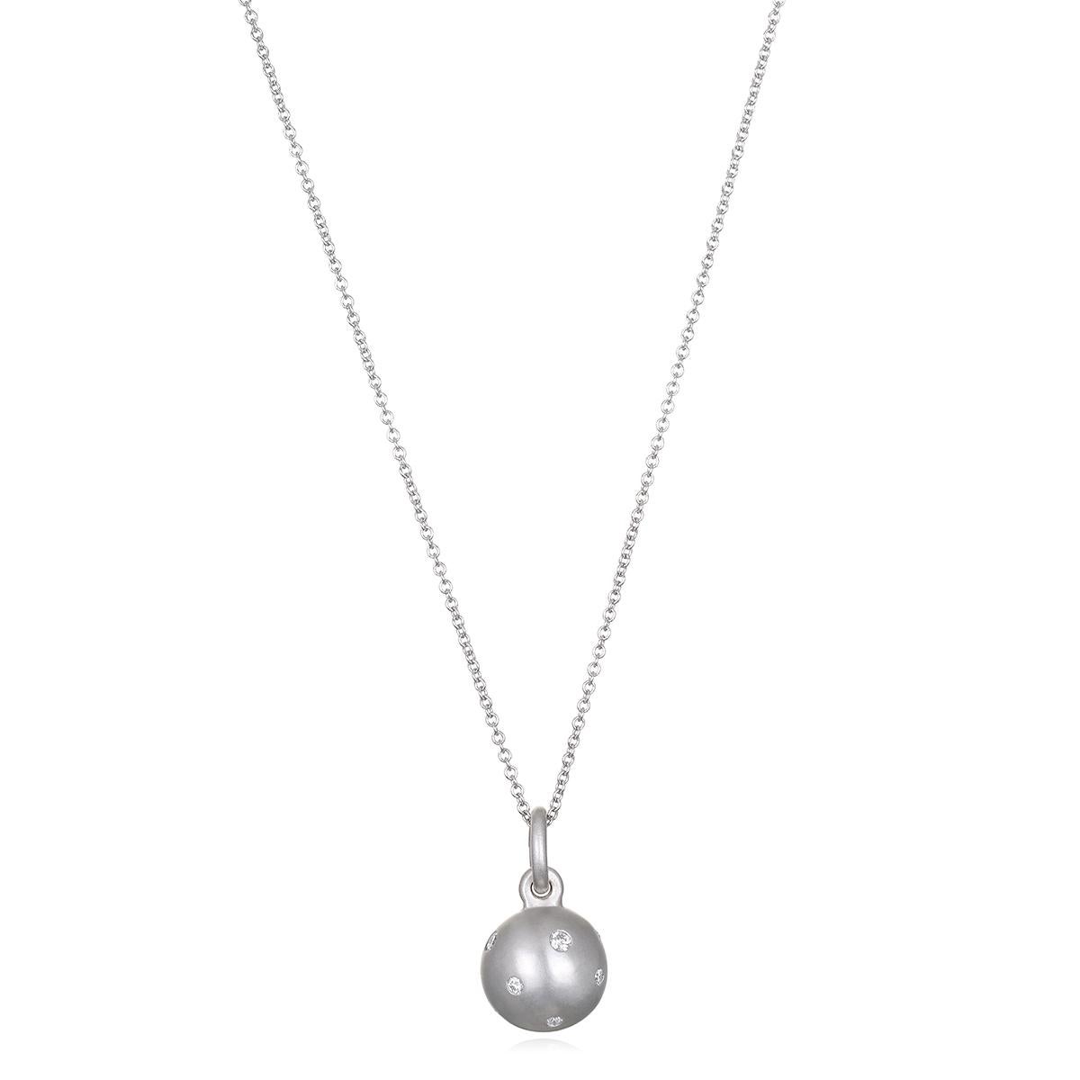 Faye Kim Platinum Burnished Diamond Ball Charm  In New Condition For Sale In Westport, CT