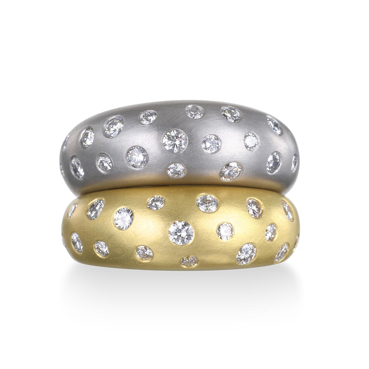 Anello a cupola con diamante brunito in platino di Faye Kim In condizioni Nuovo in vendita a Darien, CT