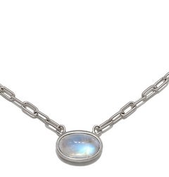 Faye Kim Platinum Ceylon Moonstone Bezel Necklace