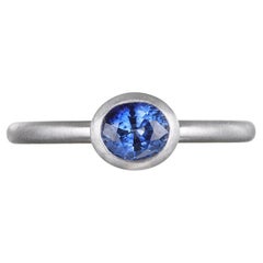 Faye Kim Platinum Ceylon Sapphire Oval Bezel Ring