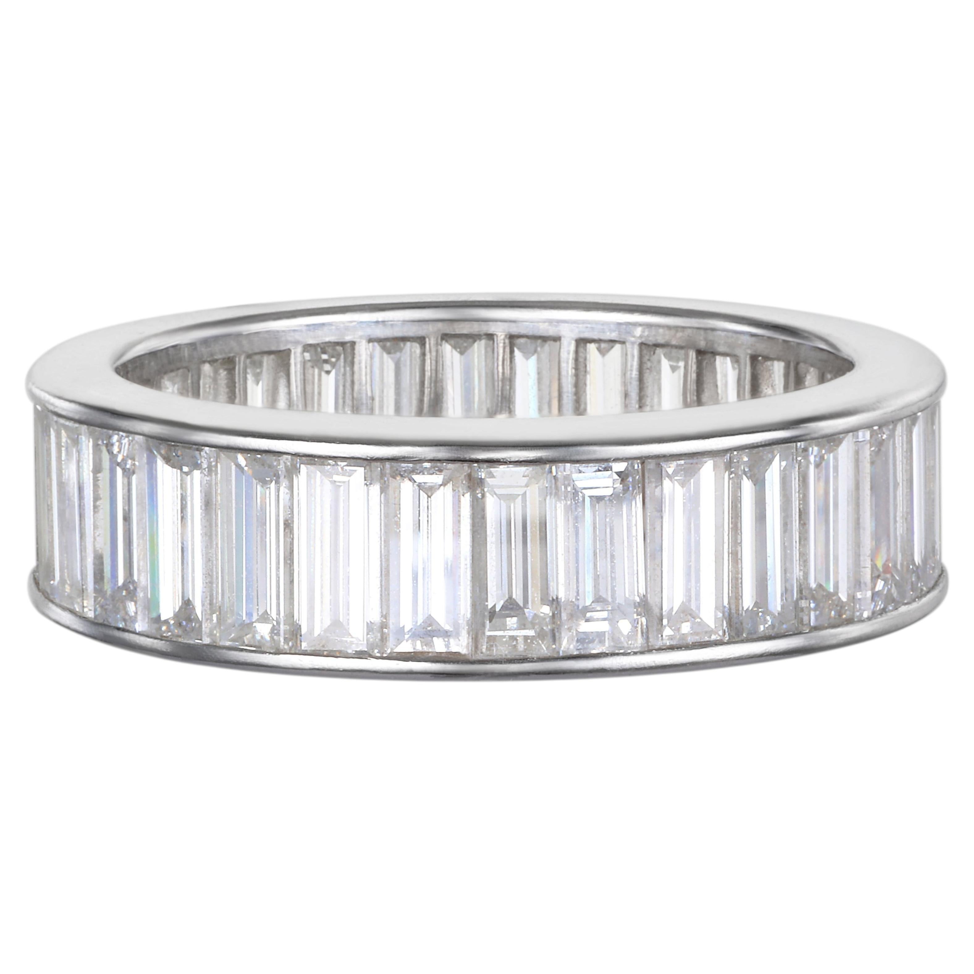 Faye Kim Platinum Diamond Baguette Ring, 5.27ctw, Unisex, USA For Sale