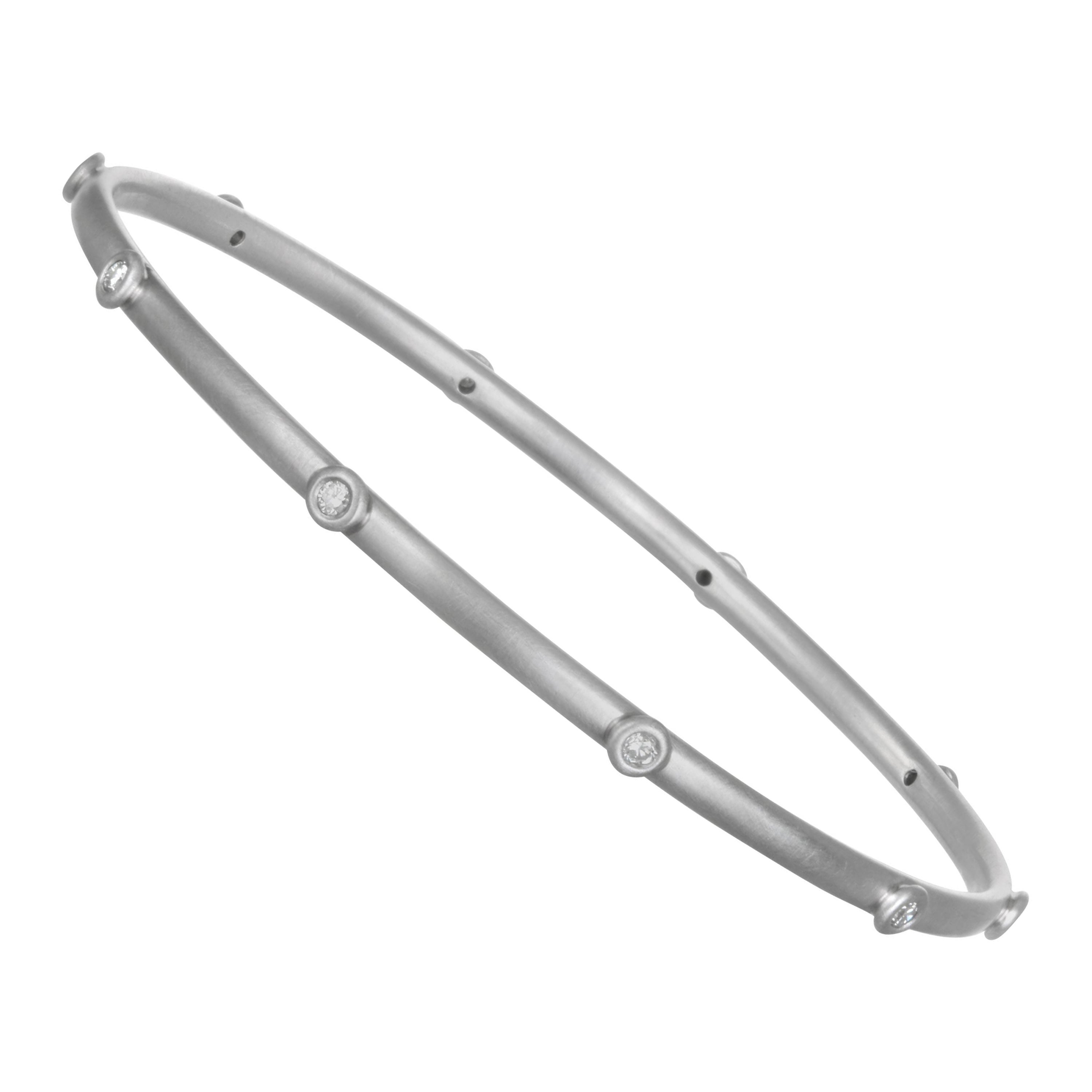 Faye Kim Platinum Diamond Bezel Bangle Bracelet In New Condition For Sale In Darien, CT