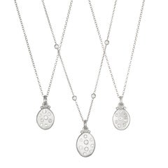 Faye Kim Platinum Diamond Dog Tag Necklace