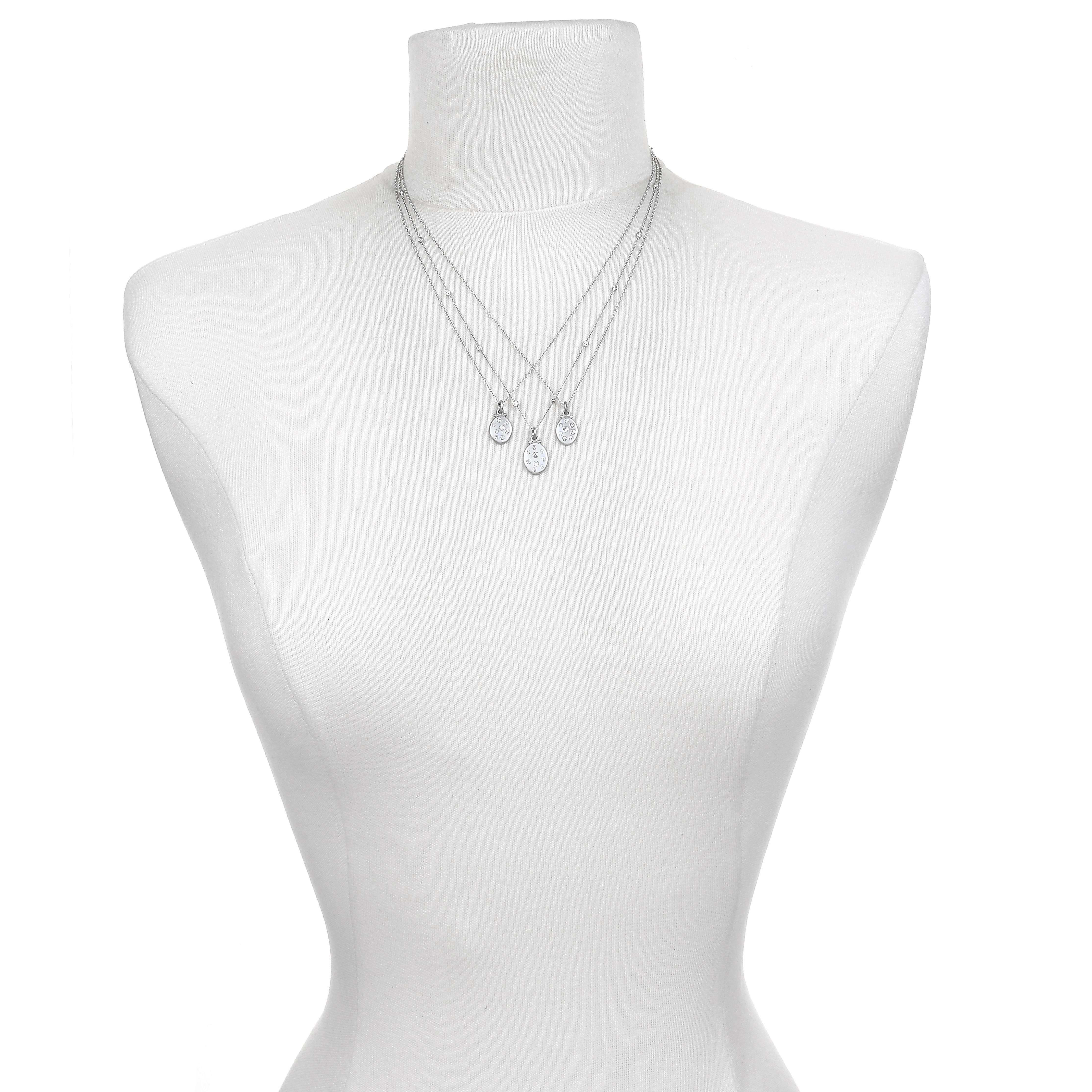 Contemporary Faye Kim Platinum Diamond Dog Tag Necklace