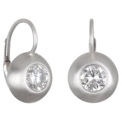 Faye Kim Platinum Diamond Dome Leverback Earrings, 1.40 ctw, USA