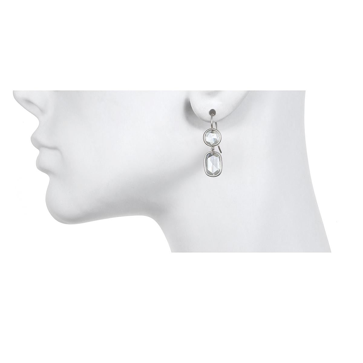 Contemporary Faye Kim Platinum Diamond Double Drop Earrings