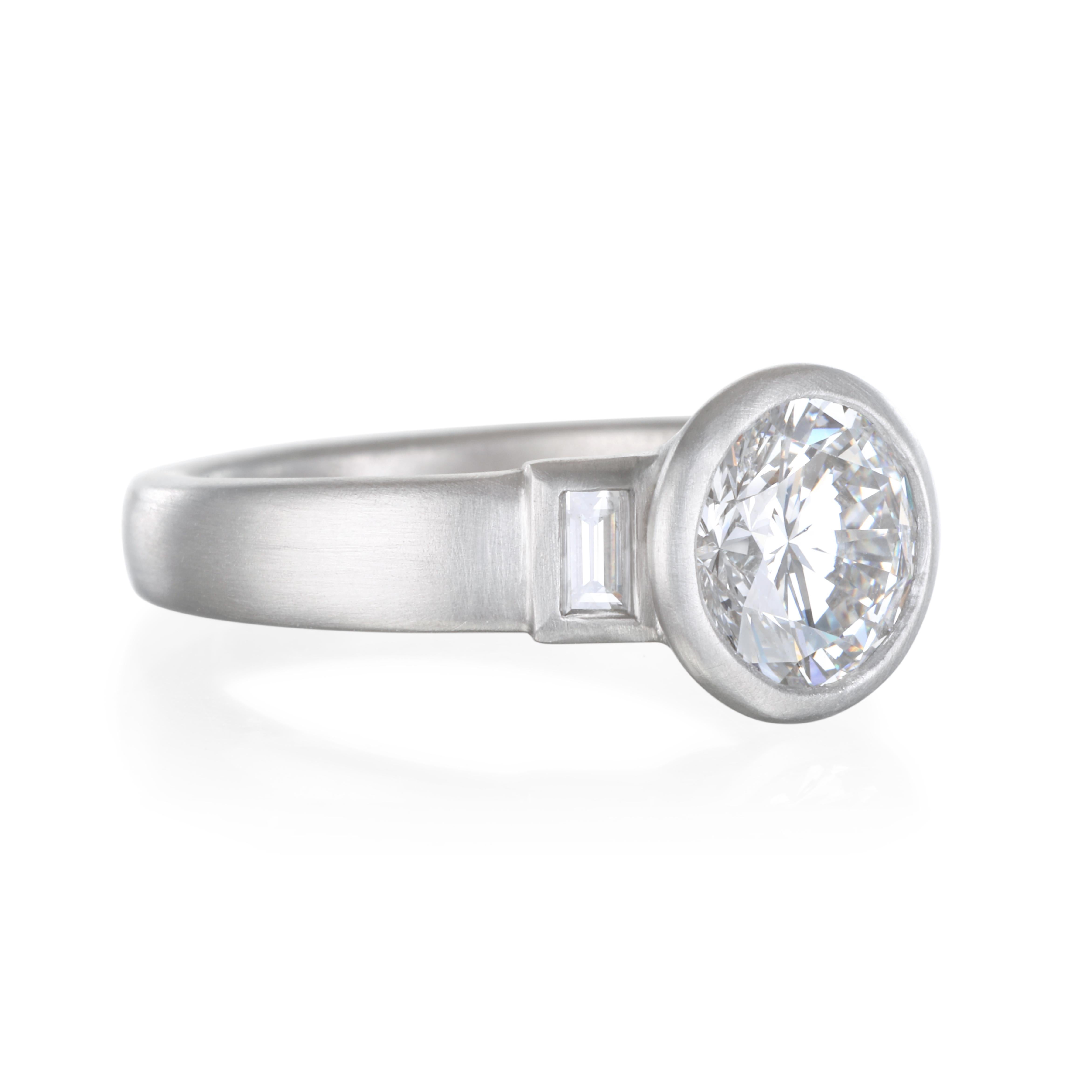 Faye Kim Platinum Diamond Engagement Ring In New Condition In Westport, CT