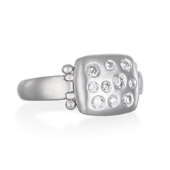 Faye Kim Platinum Diamond Hinged Chiclet Ring, .31ctw, USA Made