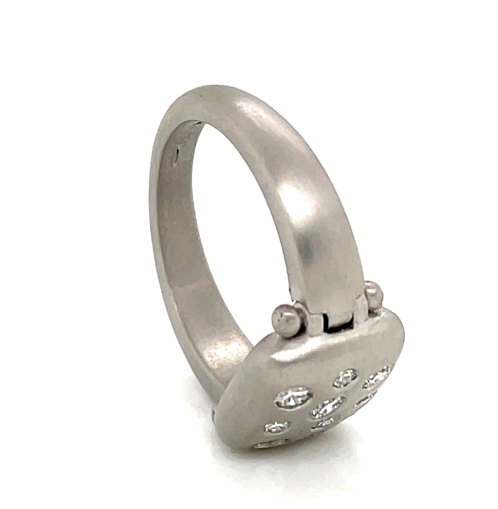 Women's or Men's Faye Kim Platinum Diamond Hinged Chiclet Ring