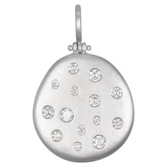 Faye Kim Platinum Diamond Hinged Dog Tag Pendant - Medium