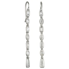 Faye Kim Platinum Diamond Line Earrings