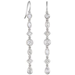 Faye Kim Platinum Diamond Line Earrings