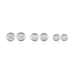 Faye Kim Platinum Diamond Martini Bezel Stud Earrings
