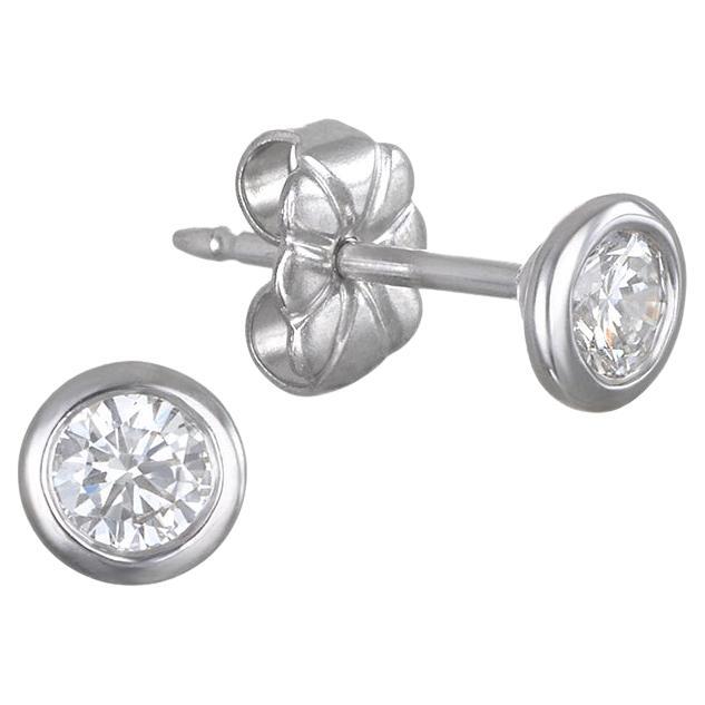 Faye Kim Platinum Diamond Martini Bezel Stud Earrings  For Sale