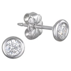 Faye Kim Platinum Diamond Martini Bezel Stud Earrings 